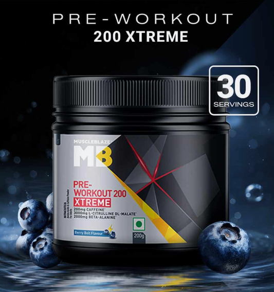 MuscleBlaze Pre-Workout 200 Xtreme I 200g I Berry Bolt