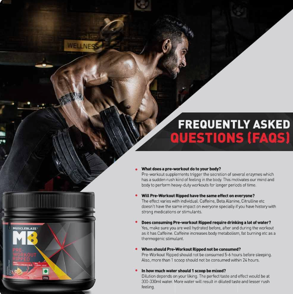 MuscleBlaze Pre-Workout Ripped I 250g I Green Apple