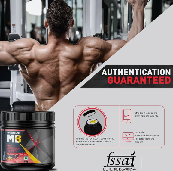 MuscleBlaze Pre-Workout Ripped I 250g I Green Apple
