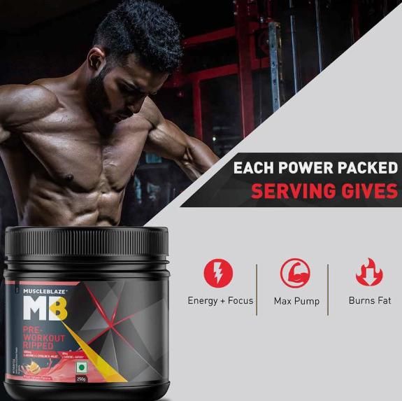 MuscleBlaze Pre-Workout Ripped I 250g I Green Apple