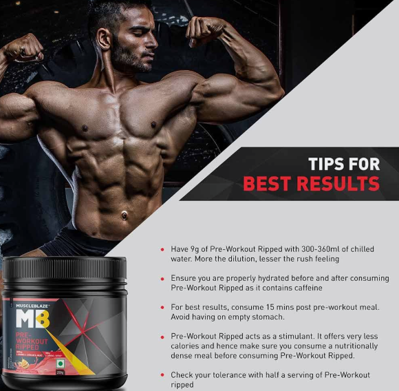 MuscleBlaze Pre-Workout Ripped I 250g I Green Apple