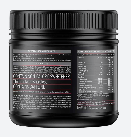 MuscleBlaze Pre-Workout Ripped I 250g I Green Apple