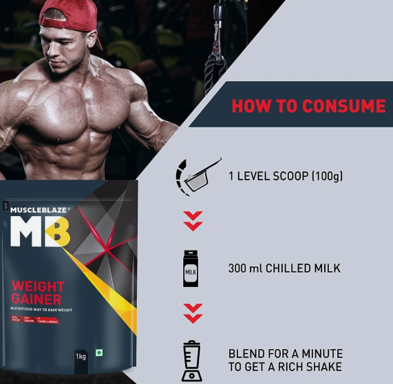 MuscleBlaze Mass Gainer XXL with Added Digezyme I 1kg I Chocolate