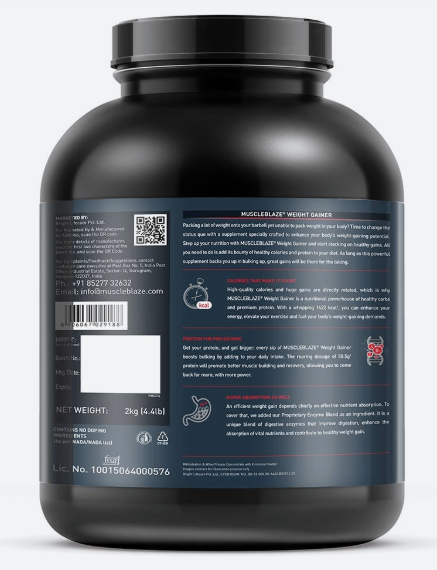 MuscleBlaze Mass Gainer XXL with Added Digezyme I 2kg I Chocolate