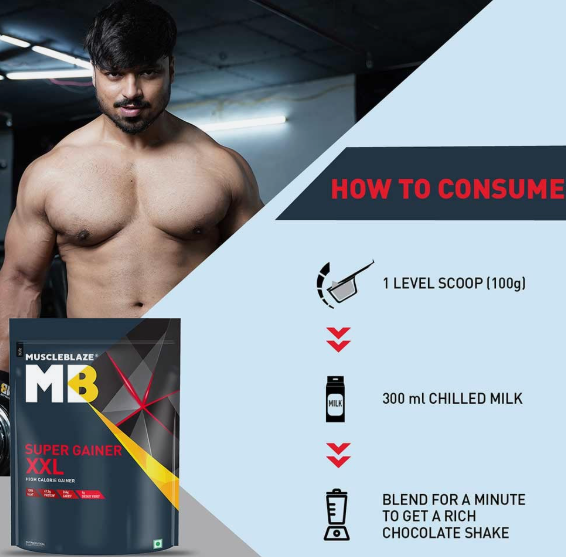 MuscleBlaze Super Gainer XXL Weight Gainer I 1kg I Cookie & Cream