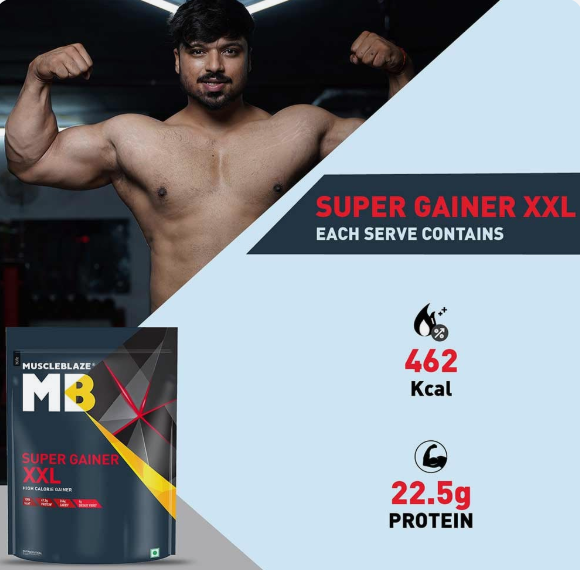 MuscleBlaze Super Gainer XXL Weight Gainer I 1kg I Cookie & Cream