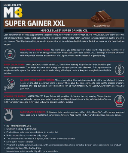 MuscleBlaze Super Gainer XXL Weight Gainer I 2kg I Chcolate
