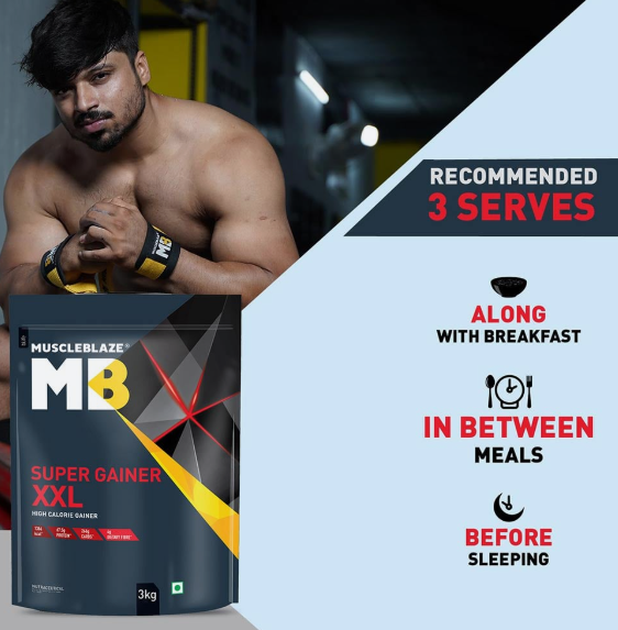 MuscleBlaze Super Gainer XXL Weight Gainer I 3kg I Cookie & Cream