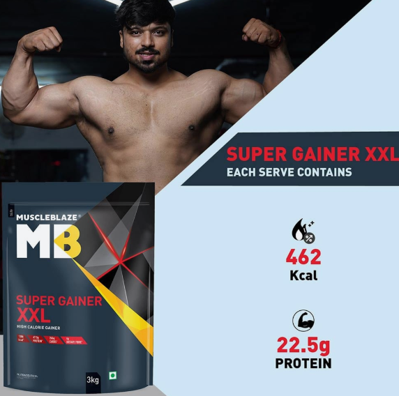 MuscleBlaze Super Gainer XXL Weight Gainer I 3kg I Cookie & Cream