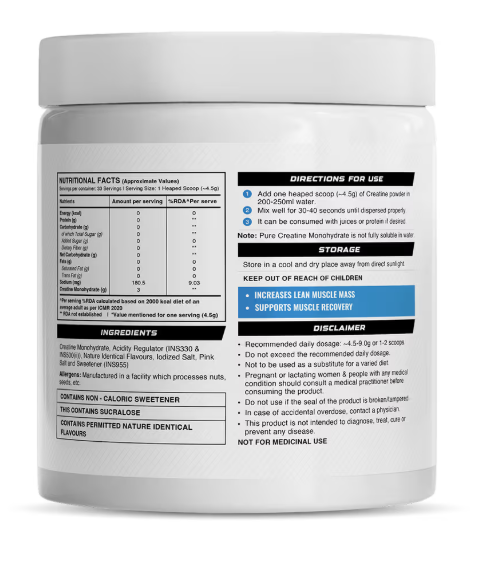 Wellcore Pure Micronised Creatine Monohydrate I 122g I Lemon Lime