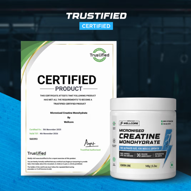 Wellcore Pure Micronised Creatine Monohydrate I 122g I Lemon Lime