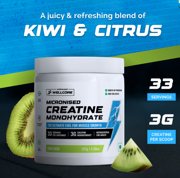 Wellcore Pure Micronised Creatine Monohydrate I 122g I Kiwi Kick