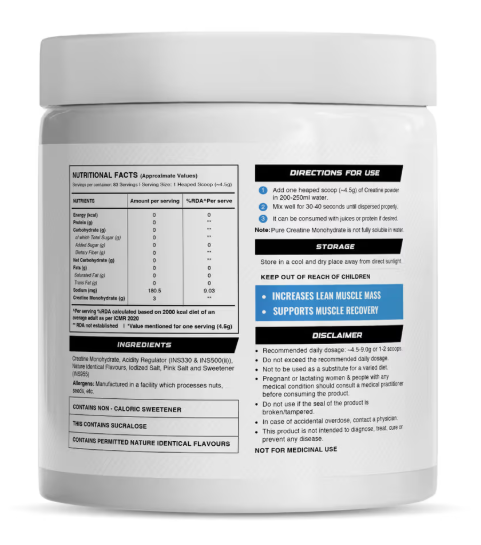 Wellcore Pure Micronised Creatine Monohydrate I 374g I Lemon Lime