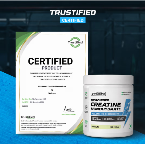 Wellcore Pure Micronised Creatine Monohydrate I 374g I Lemon Lime