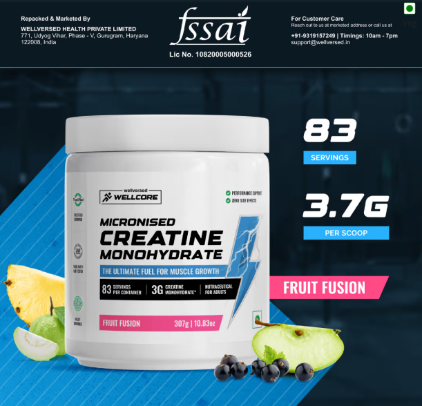 Wellcore Pure Micronised Creatine Monohydrate I 374g I Fruit Fusion