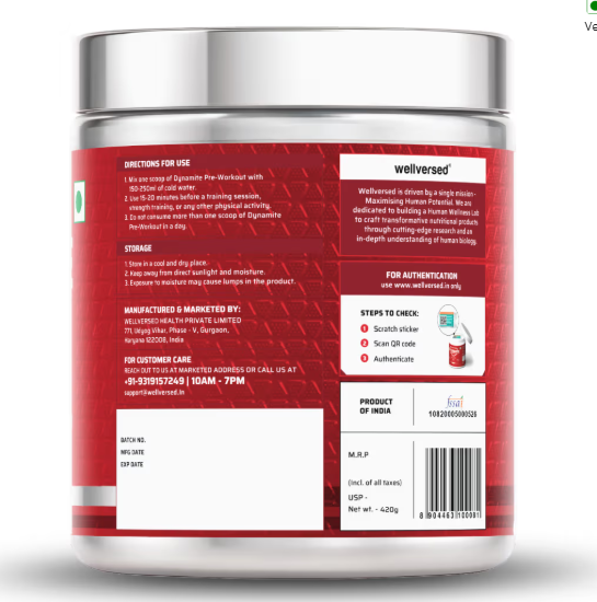 Wellcore Dynamite Pre-Workout I 420g I Valencia Orange