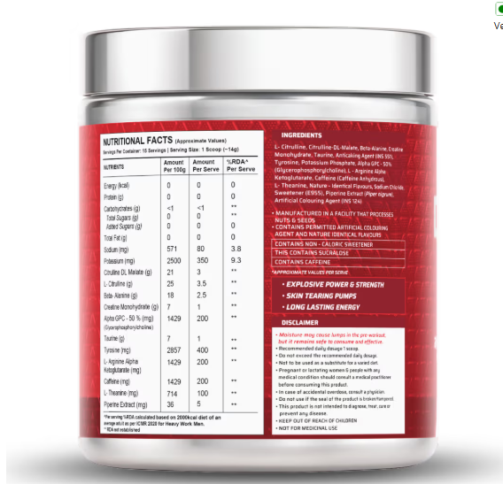 Wellcore Dynamite Pre-Workout I 420g I Watermelon Ice