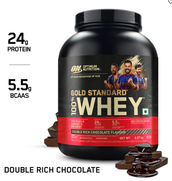Optimum Nutrition Gold Standard 100% Whey Protein I 2.27Kg I Double Rich Chocolate