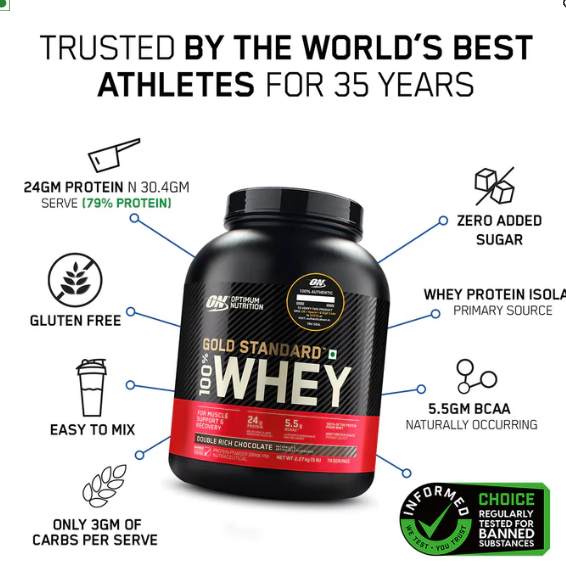 Optimum Nutrition Gold Standard 100% Whey Protein I 2.27Kg I Vanilla Ice Cream