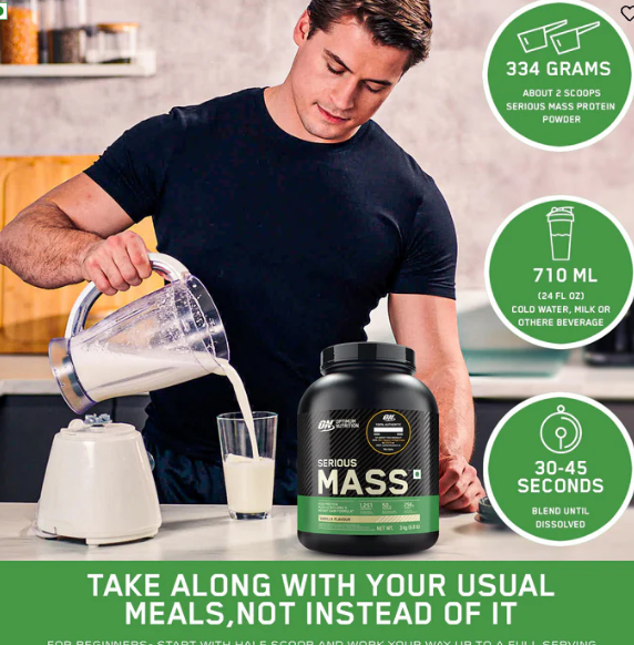 Optimum Nutrition Serious Mass Gainer I 1kg I Chocolate
