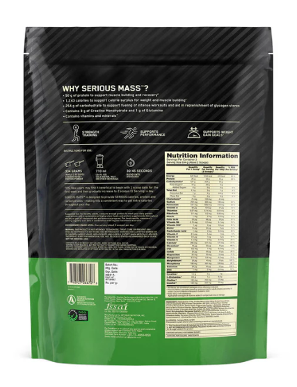 Optimum Nutrition Serious Mass Gainer I 1kg I Vanilla