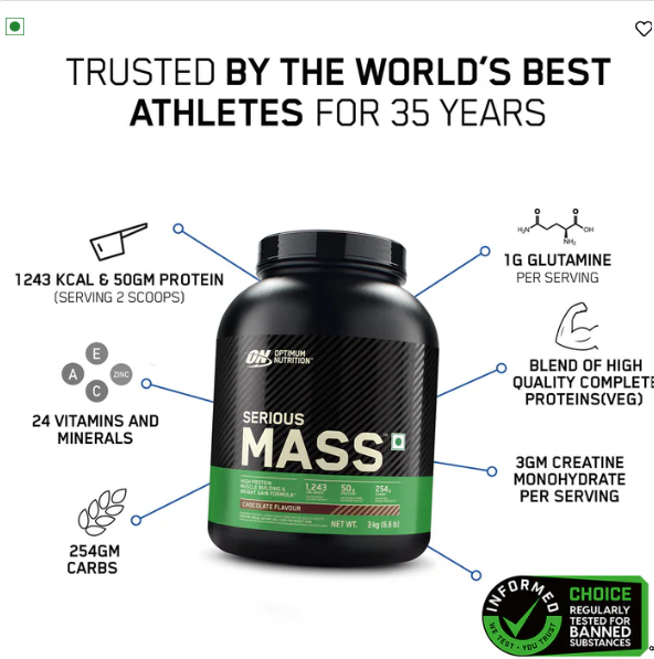 Optimum Nutrition Serious Mass Gainer I 3kg I Vanilla