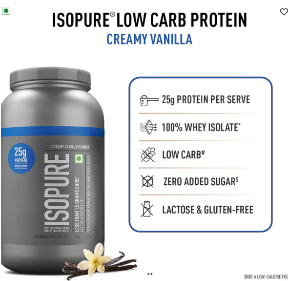 Isopure Whey Protein Isolate with Vitamins I 1kg I Creamy Vanilla