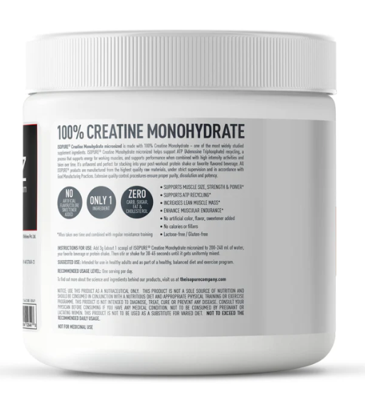 Isopure 100% Creatine Monohydrate Micronised I 250g I Unflavoured