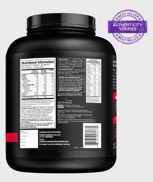 MuscleTech Nitro-Tech Whey Protein I 1.8kg I Cappuccino